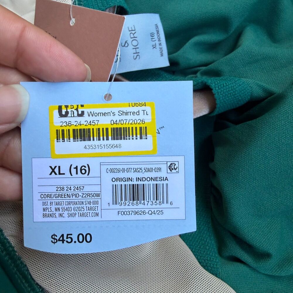 Shade & Shore NWT Green Tummy Control Full Coverage One Piece Swimsuit Size XL - Picture 5 of 7
